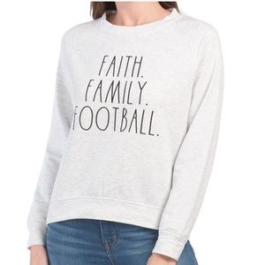 Rae Dunn Faith Family Football Sweatshirt XL NWT